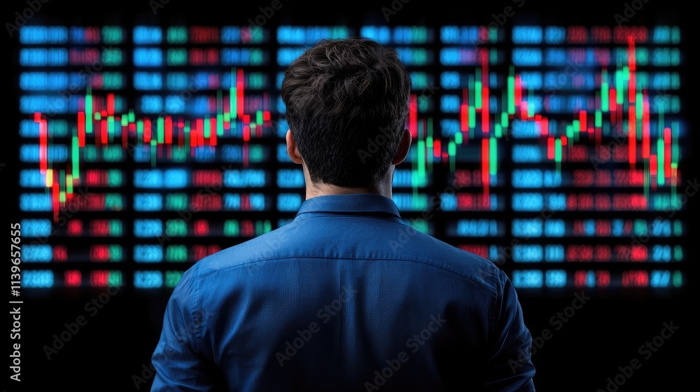 Analyzing stock market trends financial trading room data visualization night setting professional perspective investment insights Analyzing stock market trends financial trading room data visualization night setting professional perspective investment insights