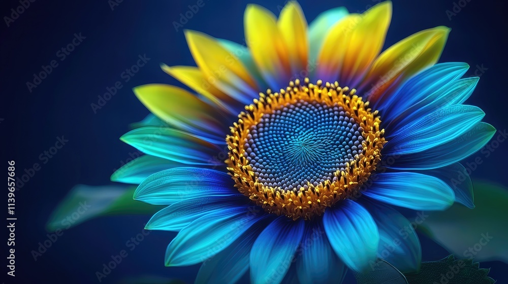 Fototapeta premium Vibrant blue sunflower bloom nature scene floral photography close-up bright colors for visual impact
