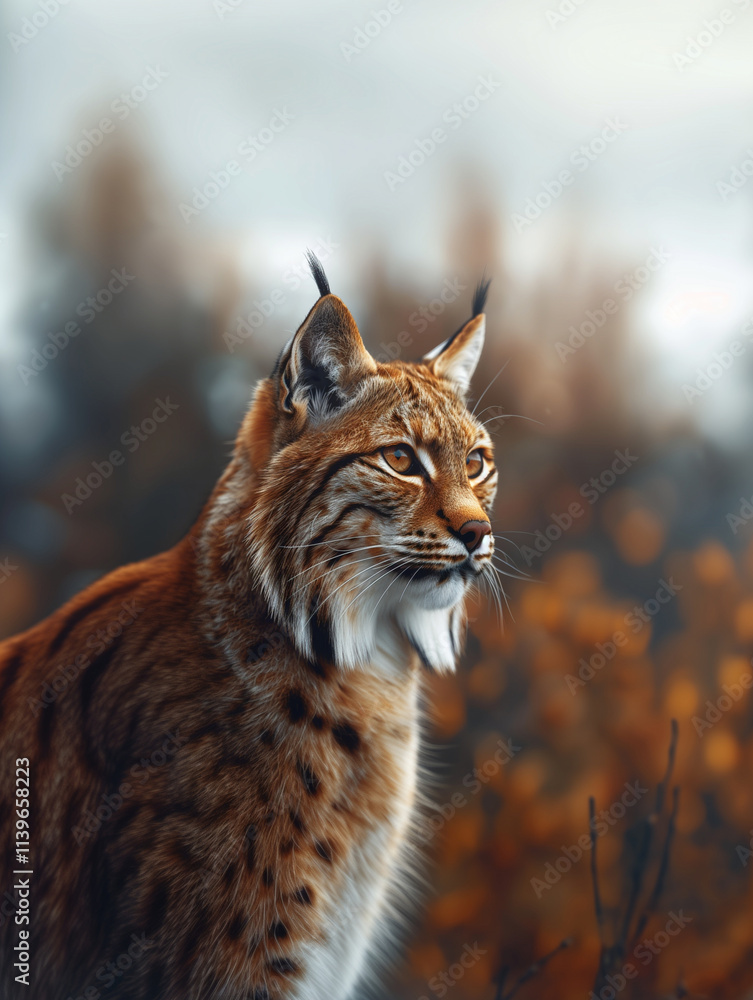 Obraz premium Portrait of a Wildcat, Felis silvestris, in Its Natural Habitat