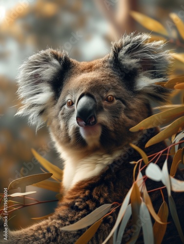 Koala Close Up, Wild Marsupial in Temperate Forest Habitat