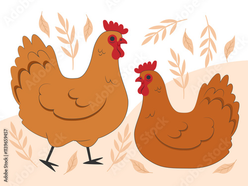 Chicken Concept Illustration Stylish and Beautiful