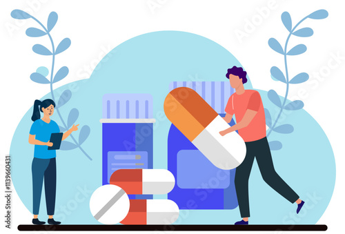 Pills Concept Illustration Stylish and Beautiful