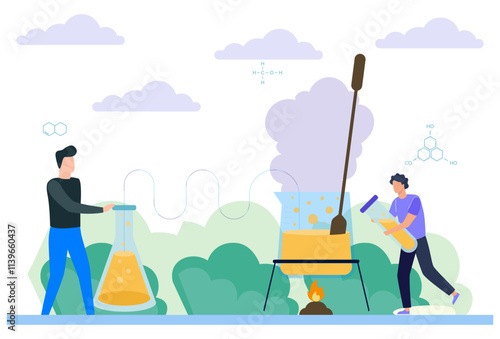 Chemical Reaction Concept Illustration Stylish and Beautiful