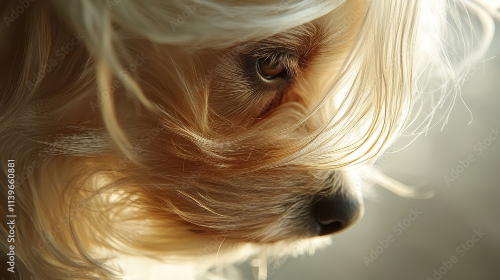 Naklejka premium Yorkshire Terrier with a detailed textured pattern, emphasizing the intricacies of its coat and adding visual depth.