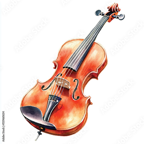 Violin watercolor clipart illustration