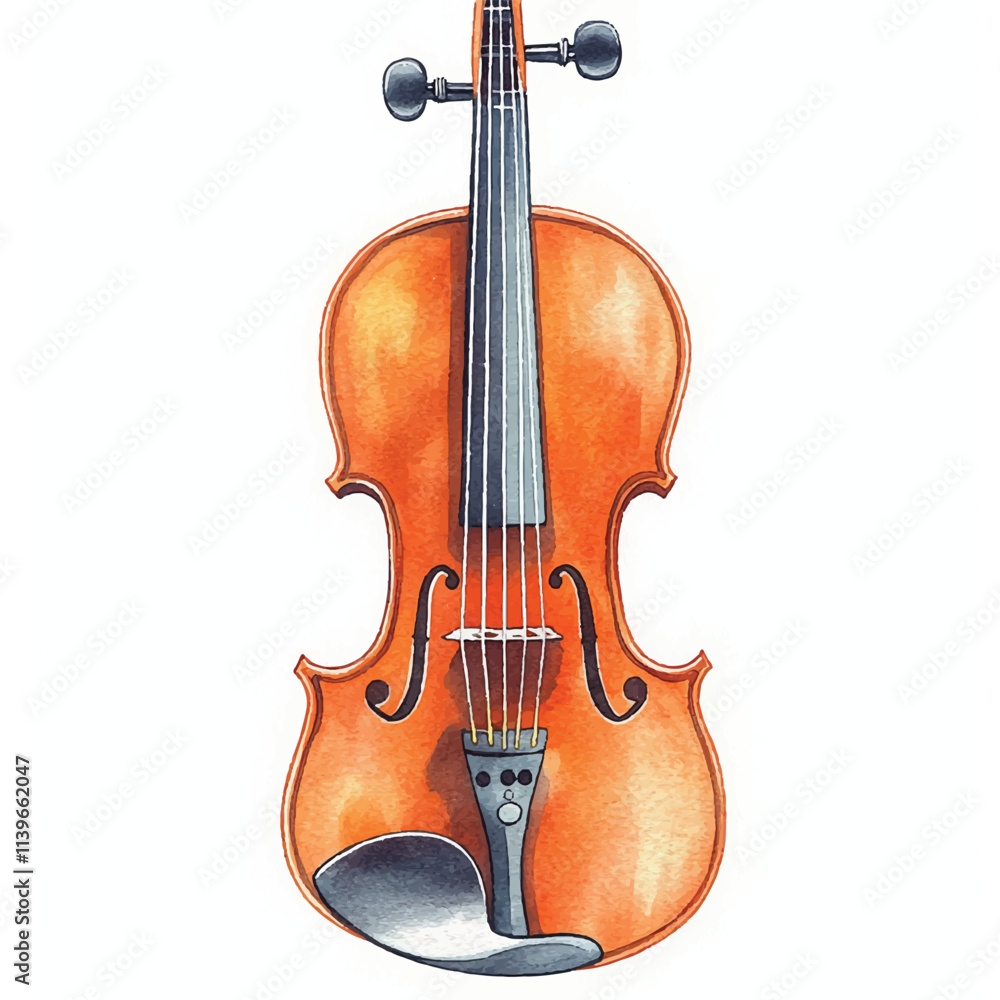 Fototapeta premium Violin watercolor clipart illustration