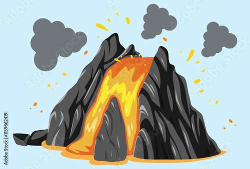 Volcano Concept Illustration Stylish and Beautiful