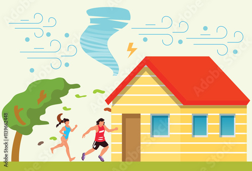 Wind Disaster Concept Illustration Stylish and Beautiful