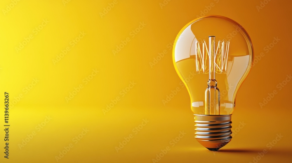 Yellow Lightbulb on Matching Background Yellow Lightbulb on Matching Background