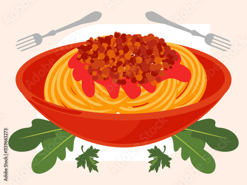 Pasta Concept Illustration Stylish and Beautiful
