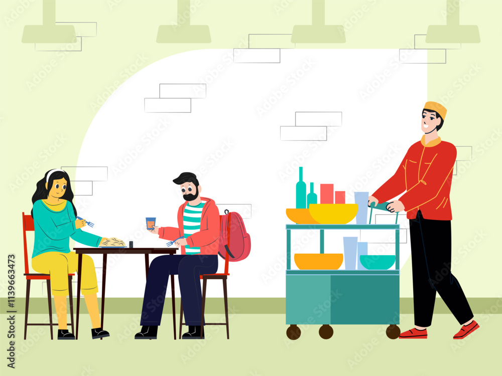 Serving Cart Concept Illustration Stylish and Beautiful Serving Cart Concept Illustration Stylish and Beautiful