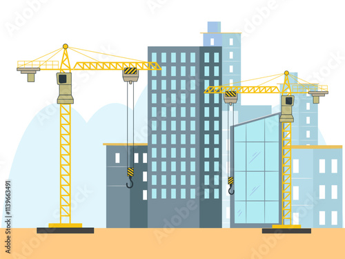 Tower Crane Concept Illustration Stylish and Beautiful