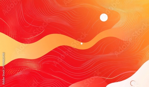 Abstract Red Orange Wave Pa...
