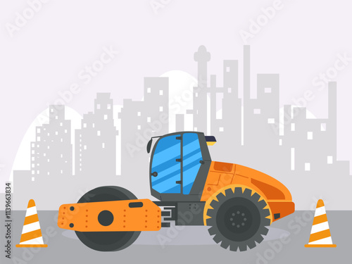 Road Roller Concept Illustration Stylish and Beautiful