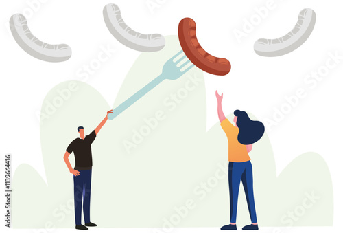 Sausage Concept Illustration Stylish and Beautiful