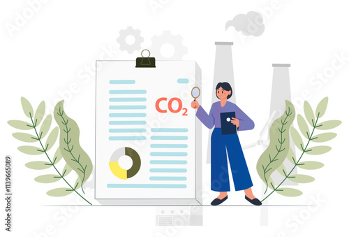 Carbon dioxide Report Concept Illustration Stylish and Beautiful