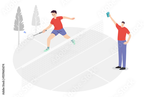Badminton Concept Illustration Stylish and Beautiful
