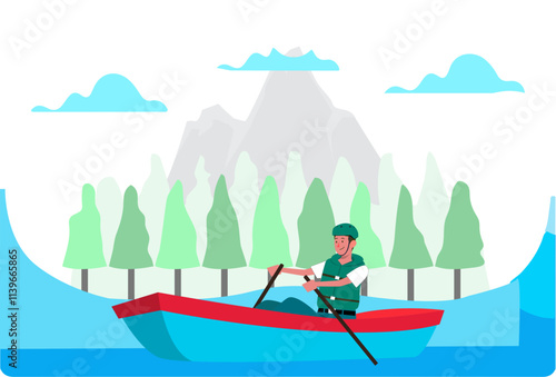 Rowing Concept Illustration Stylish and Beautiful