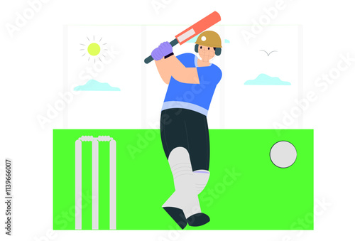 Cricket Concept Illustration Stylish and Beautiful