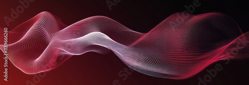 Abstract Red and White Wave...