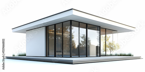 Modern Glass House 3D Render photo