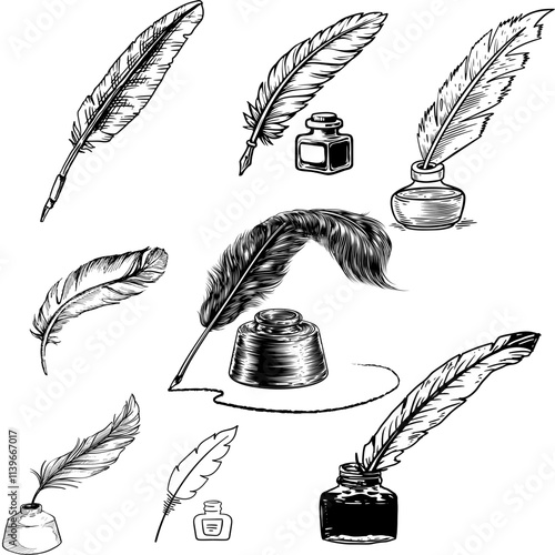 Literature Featherpen Handdrawn Illustration