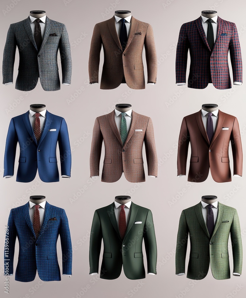 Variety of Formal Suits on Display Variety of Formal Suits on Display