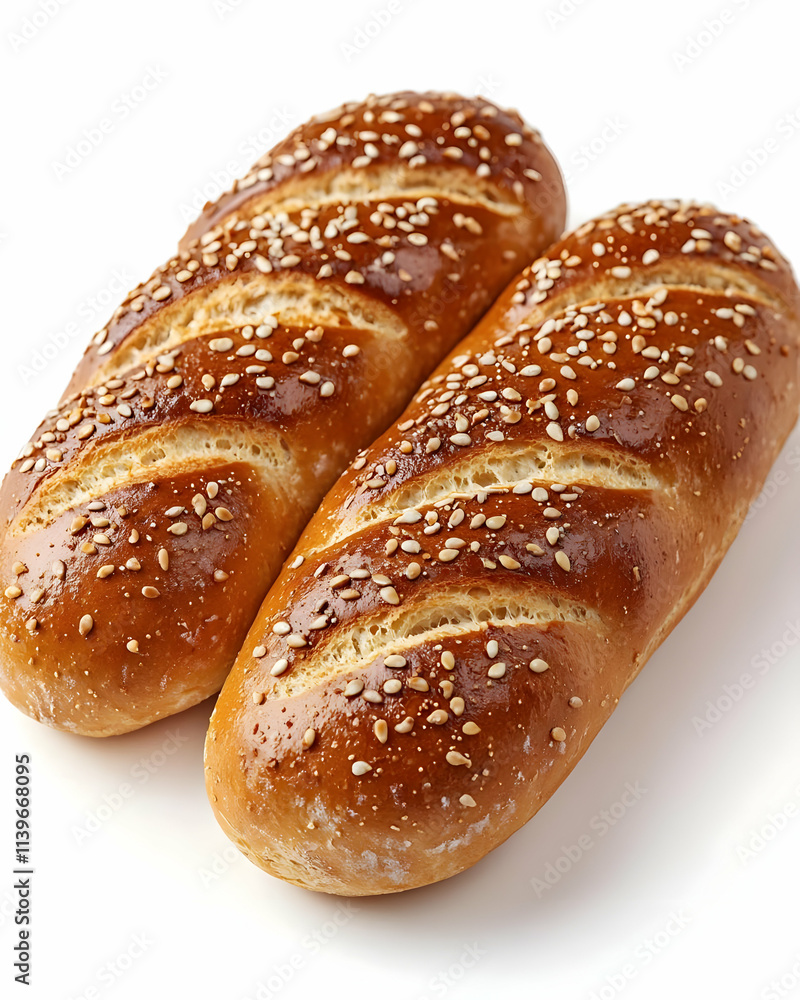 Golden Brown Breads with Seeds, Baked Freshly Golden Brown Breads with Seeds, Baked Freshly
