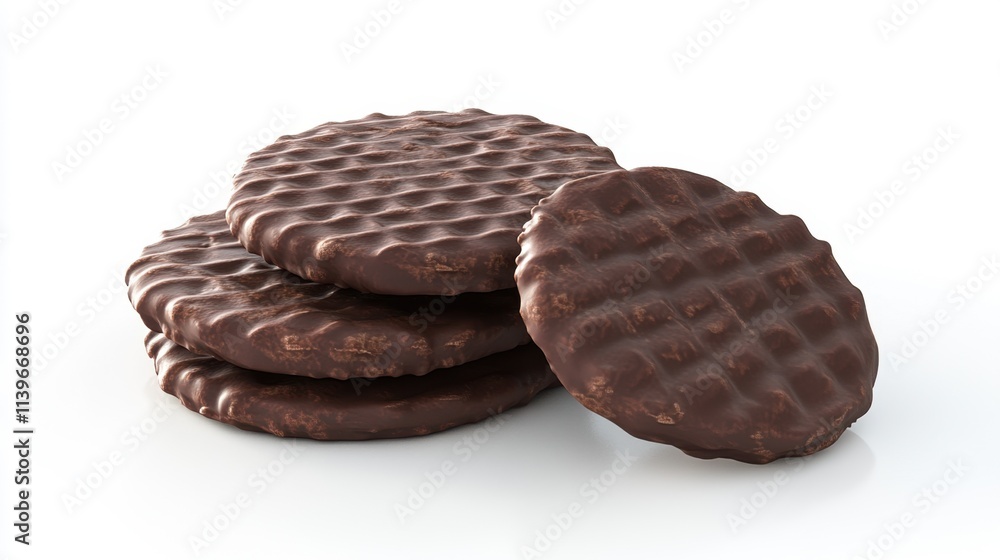 Chocolate-coated biscuits on white background Chocolate-coated biscuits on white background