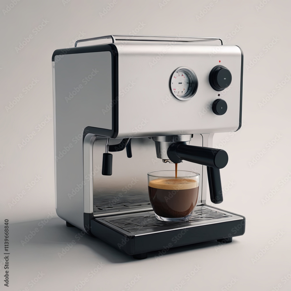 modern coffee machine close up, realistic illustration modern coffee machine close up, realistic illustration