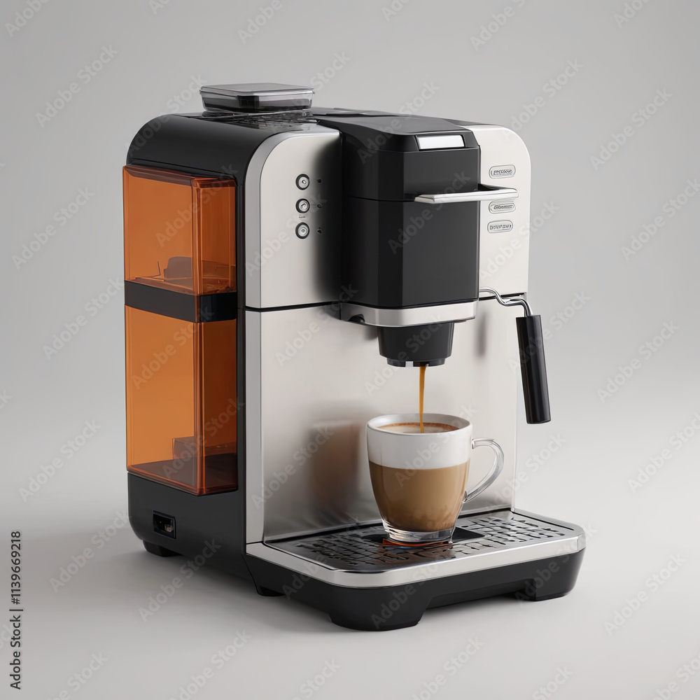 modern coffee machine close up, realistic illustration modern coffee machine close up, realistic illustration