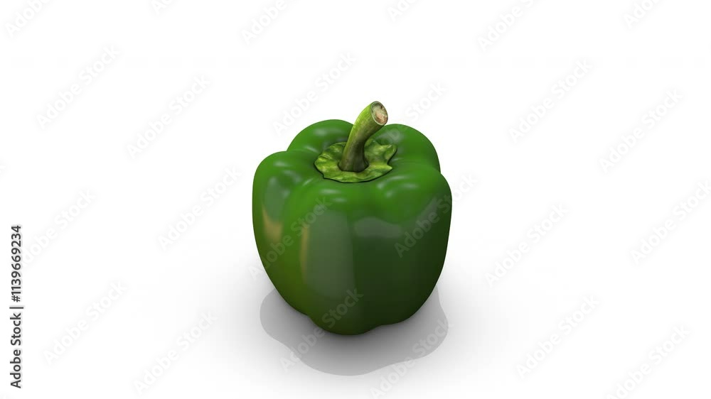Green sweet peppers Rotation on a White Background Green sweet peppers Rotation on a White Background