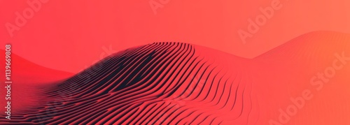 Abstract Red Wavy Landscape...