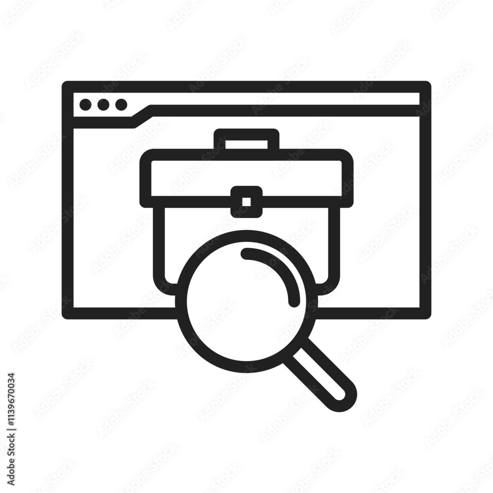 Job Search icon vector image. Suitable for mobile apps, web apps and print media. Job Search icon vector image. Suitable for mobile apps, web apps and print media.