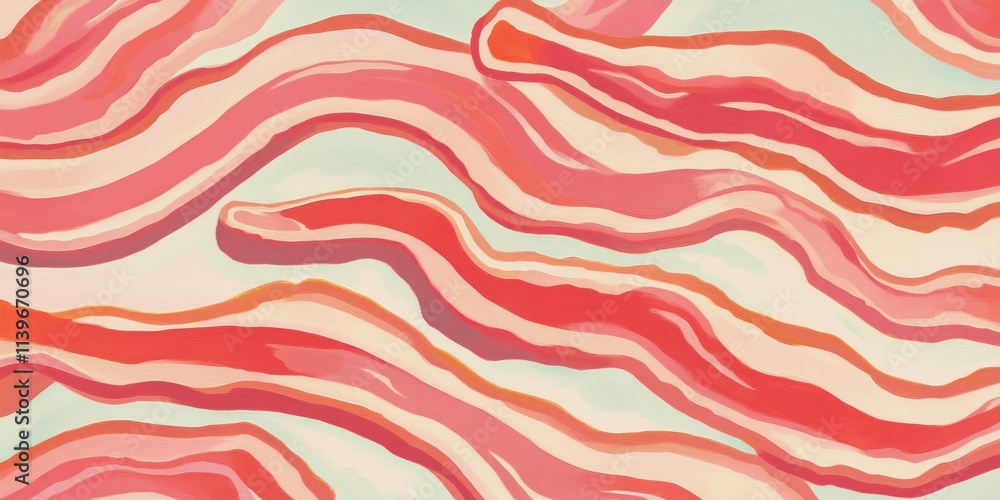 Texture of sizzling bacon slices creating a deliciously crispy and savory appearance in a colorful pattern Texture of sizzling bacon slices creating a deliciously crispy and savory appearance in a colorful pattern