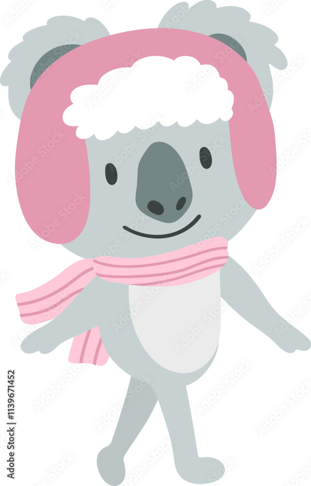 Little Koala in Winter Attire.cartoon doodle Little Koala in Winter Attire.cartoon doodle
