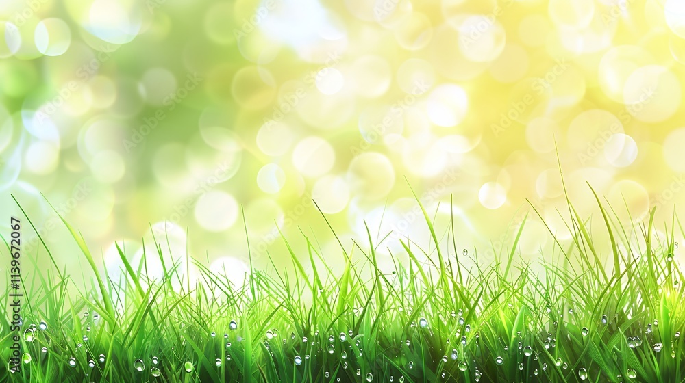 Obraz premium Beautiful green grass with morning dew.