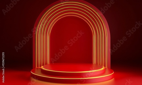 Red and gold arched display...