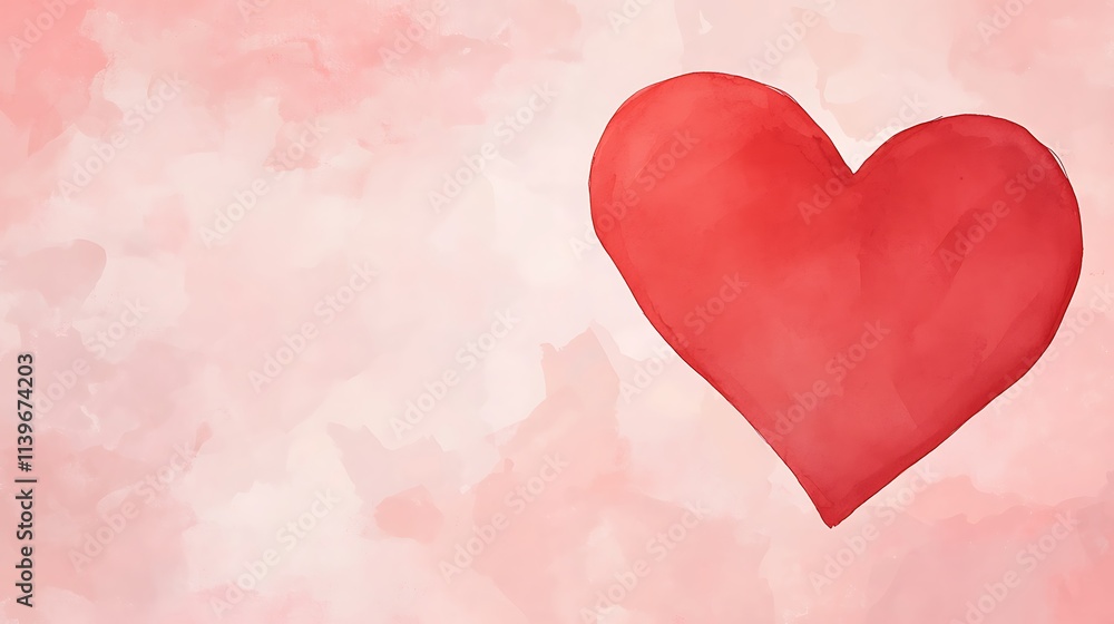 A simple watercolor heart on a soft pink background, symbolizing love and affection. A simple watercolor heart on a soft pink background, symbolizing love and affection.