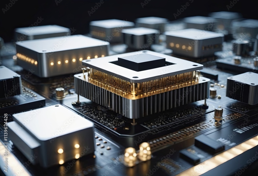 microchip close up electronic background, realistic illustration microchip close up electronic background, realistic illustration