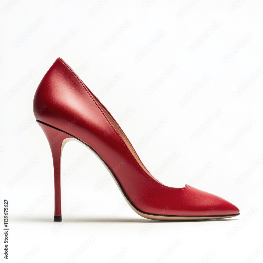 Chic Scarlet Stiletto. Striking Red High Heel Footwear Symbolizing Elegance and Fashion Chic Scarlet Stiletto. Striking Red High Heel Footwear Symbolizing Elegance and Fashion