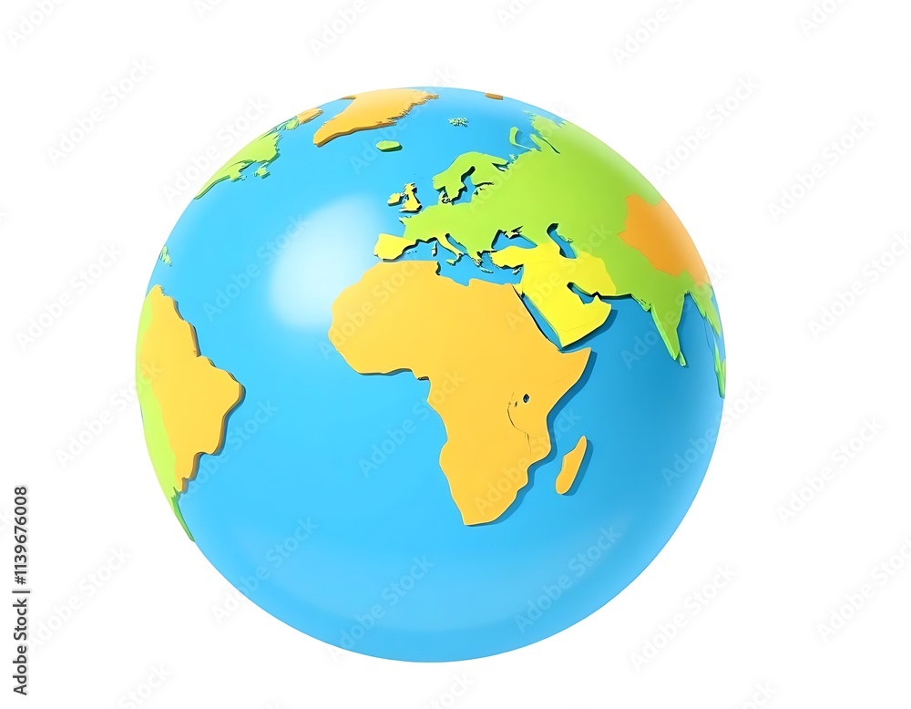 Naklejka premium Colorful 3D World Globe Model, Ideal for Education or Design, Generative AI