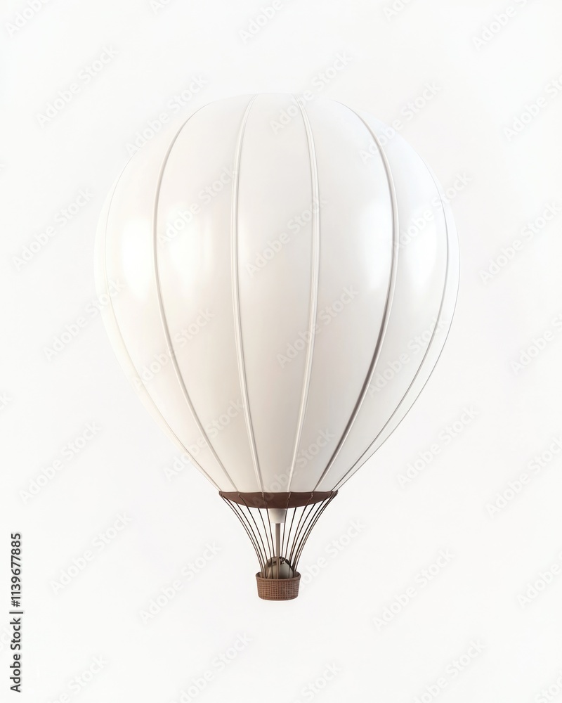 Fototapeta premium Elevated White Balloon Ascending Against a Pure White Backdrop