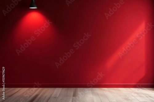 Red wall illuminated by a s...