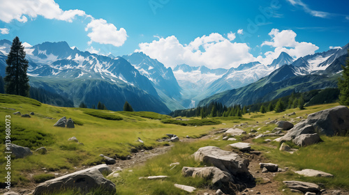 Alpine meadow in the mountains. photo