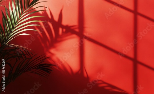 Palm Leaf Shadow on Red Wal...