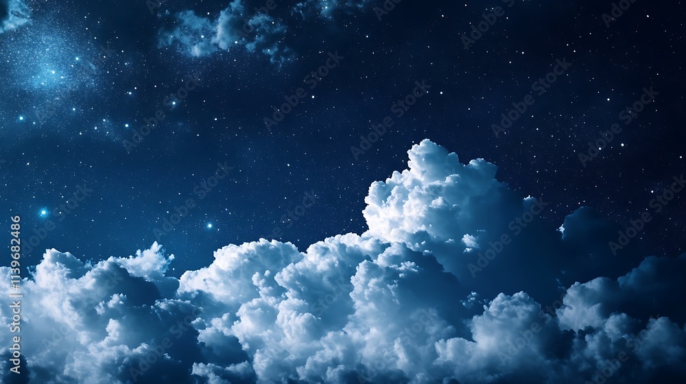 Night Sky with Clouds. Starry Night, Celestial, Universe, Space, Cloudscape Night Sky with Clouds. Starry Night, Celestial, Universe, Space, Cloudscape
