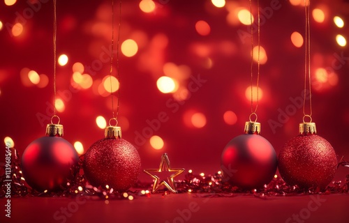 Red Christmas ornaments han...