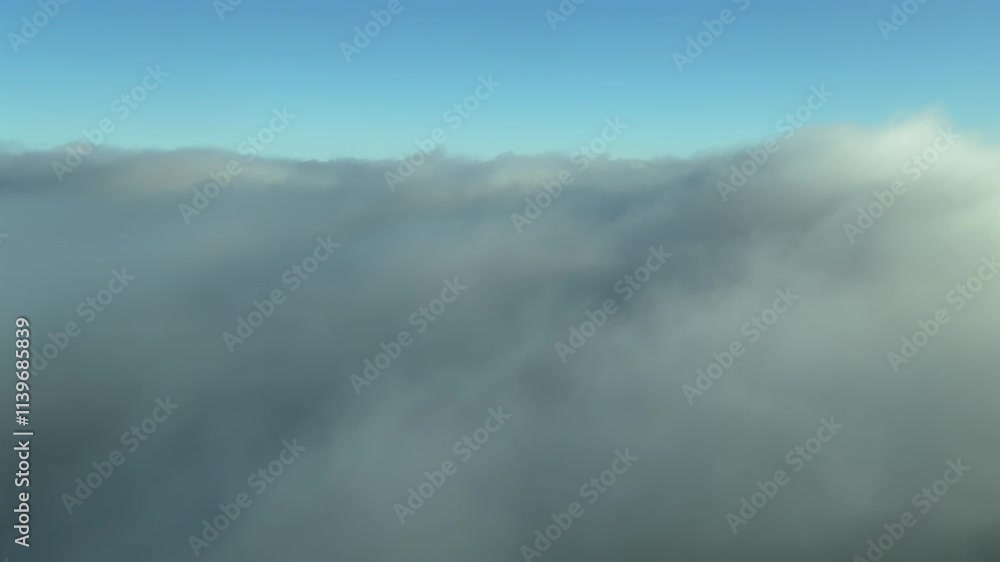 immersive pilot’s perspective in a real time flight through a layer of stratus fluffy clouds during the dencent. 4K 60FPS. Palma de Maloorca, Spain. immersive pilot’s perspective in a real time flight through a layer of stratus fluffy clouds during the dencent. 4K 60FPS. Palma de Maloorca, Spain.