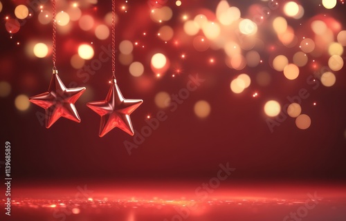 Two Red Star Ornaments Hang...